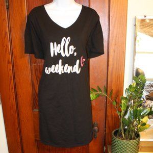Hello Weekend Black Sleep Shirt
